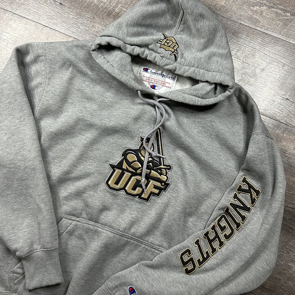 Vintage UCF Knights Champion Pullover Hoodie Mens XL Gray L/S NCAA Football